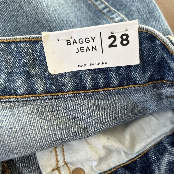Pacsun Button Fly Distressed Ripped Baggy Jeans Sz 28 Wide Leg Women Raw Hem NWT - Picture 4 of 10